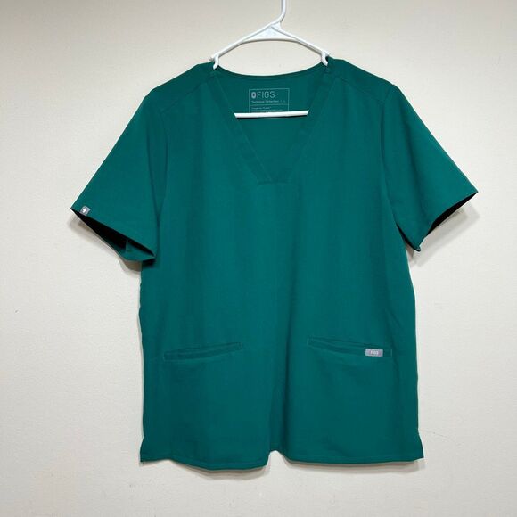 Figs Hunter Green Casma Three Pocket Scrub Top Large Women - Picture 1 of 8